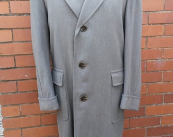 1950s Mens Overcoat West of England Cloth Overcoat Vintage Mens Overcoat Turn Back Cuffs Half Lined Mens Coat