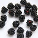 Glass lampwork berries beads Blackberry. Black and red color.