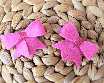 Felt Bow Hairclip Set - Rose