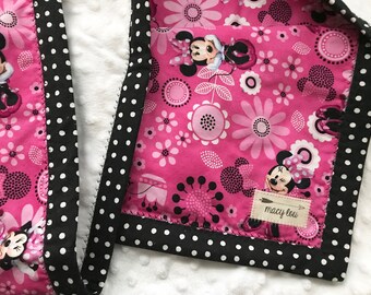 Handmade Disney Minnie Mouse Pink/Black Polka Dot Baby/Toddler Blanket