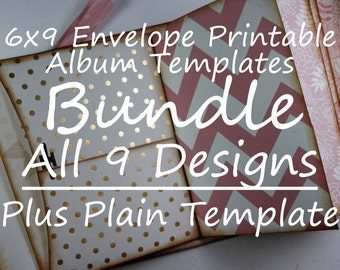 BUNDLE 6x9 Printable Envelope Templates 9 Original PATTERNS plus The Plain Template