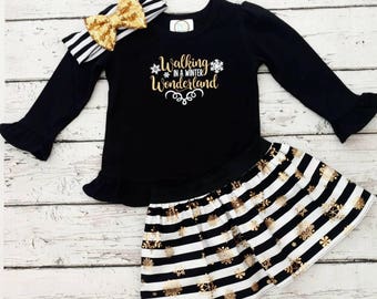 Winter wonderland outfit - monochrome outfit - Christmas outfit - winter wonderland birthday - monochrome birthday - onederland - RTS