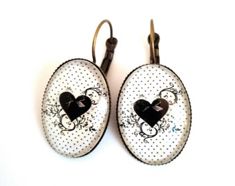 Cabochon 18 * 25 mm glass heart earrings