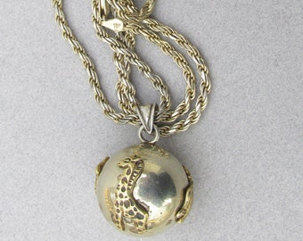 Sterling Silver & Gold Plated Vintage Safari Animals Harmony Chime Ball Necklace