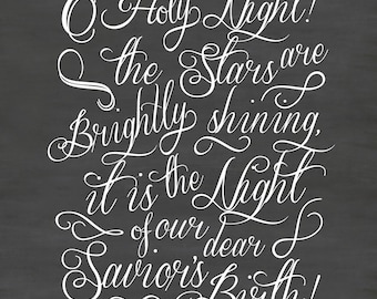 O Holy Night vinyl decal, Christmas chalkboard quote, Christmas wall decal, DB342