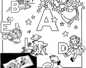 Hand Embroidery PATTERN 2003 ABC Book Alphabets for a Book 1960s