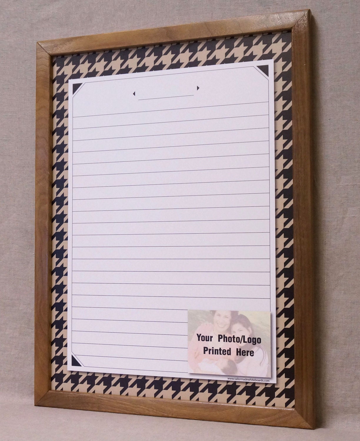 Dry Erase Message Board Black/Tan Houndstooth Memo Board