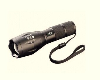 LED Flashlight 5 Mode Zoomable Torch Black, CREE XML T6 2000 Lumens