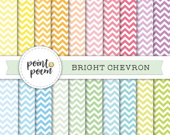 50% OFF SALE Chevron Digital Paper, Rainbow Chevron Backgrounds, Zig Zag, Bright Colors, Scrapbooking - Commercial Use