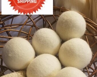 100% ORGANIC Set of 6 XL Wool Dryer Balls Eco Friendly All Natural Skin & Baby Safe