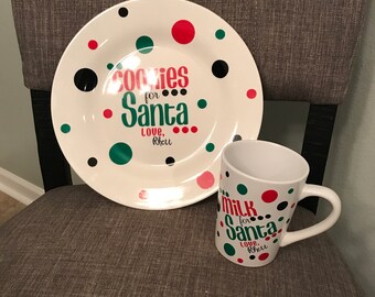 Santa Cookie Plate and Milk Mug