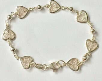 MILOR ITALY Sterling Silver Heart Bracelet 925