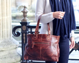 Leather Handbag Purse Bag, brown