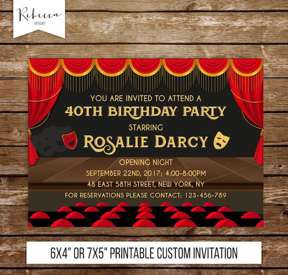 Broadway invitation broadway birthday invitation theatre