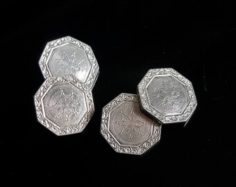 Belais 14k Gold Front Art Deco Cufflinks (No. 1444)