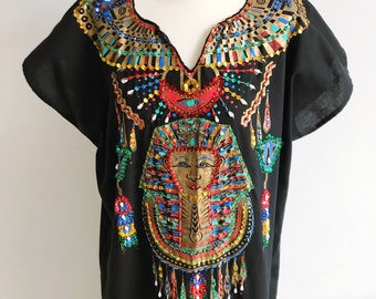 Vintage Cotton Egyptian Kaftan Dress