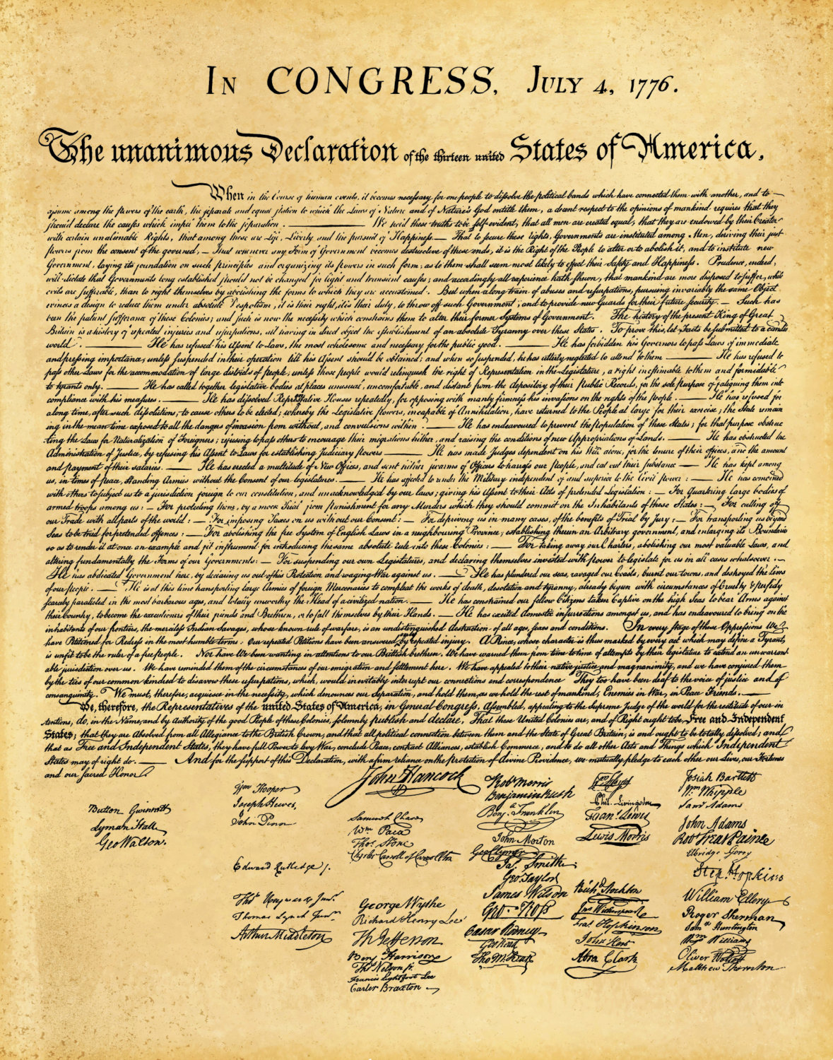 United States Declaration Of Independence Document Reproduction ...