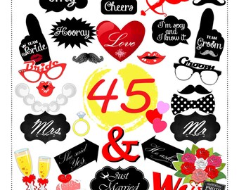 45 props DIY wedding, engagement, decoration party photo booth props (pdf, download, digital, printable, instant download )