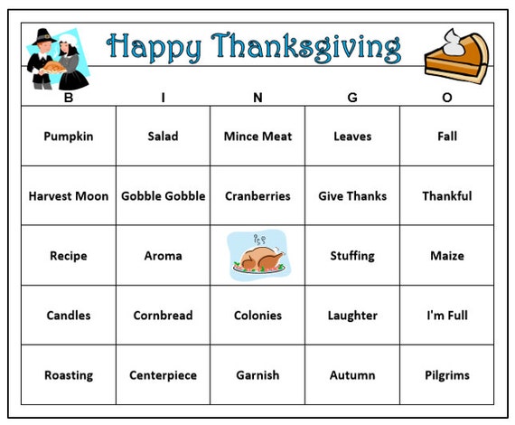 Thanksgiving Bingo Game 60 Cards Thanksgiving Holiday Bingo