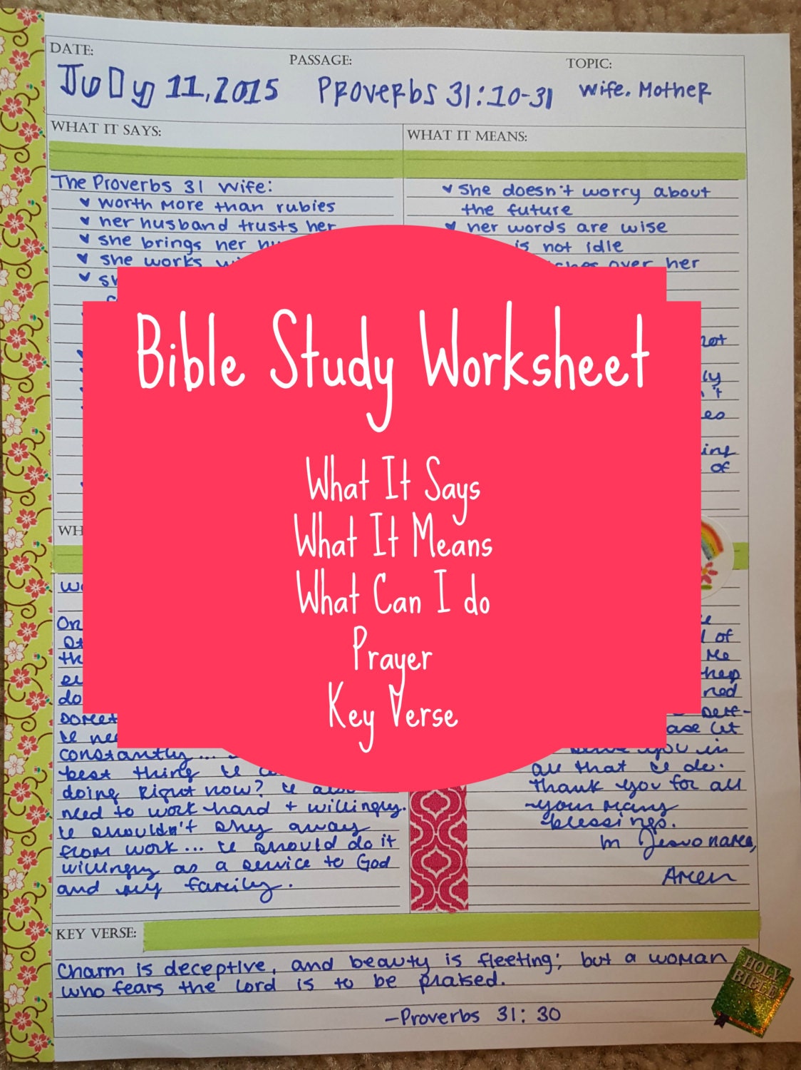 bible study worksheet