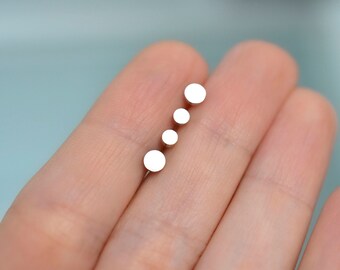 Tiny stud earrings in sterling silver or brass nickel free minimalist earrings dainty studs multiple piercings circle stud mix and match