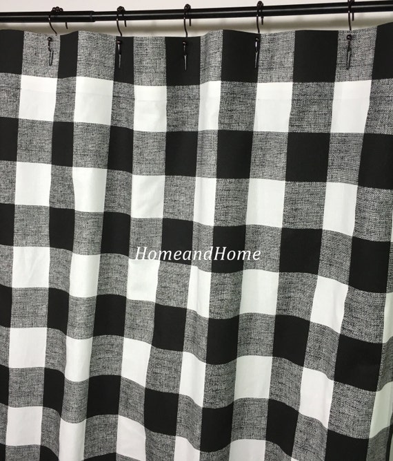 Custom Fabric Shower Curtain Buffalo Check Black White