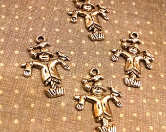 4 silver tone Metal Scarecrow Charms / fall charms / Jewelry Supplies / Jewelry Findings / altered art supplies / mixed media / halloween