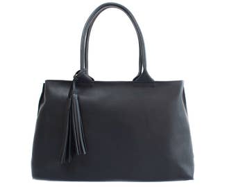 Black leather bag | Etsy