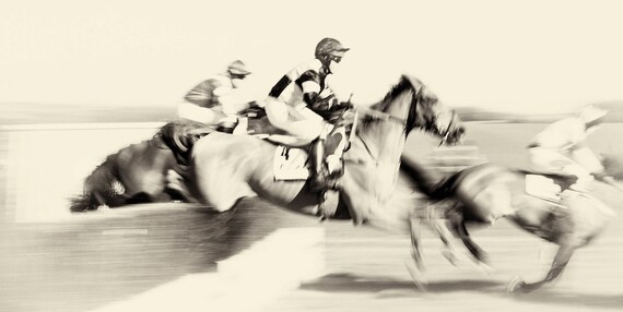 Horse Racing Prints, "Day At The Races", Horse Prints, Equine Prints, Black and White Prints, Horse Jumping Art, Animal Prints.