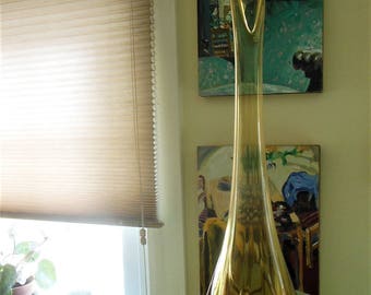 Vintage Amber Epic Drape Swung Vase by Viking Glass, 1960s, 20" tall...