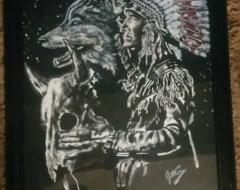 Handmade Native American painting.