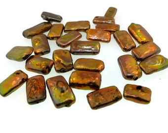 Rectangle Gold Freshwater Pearls Coin Pearls