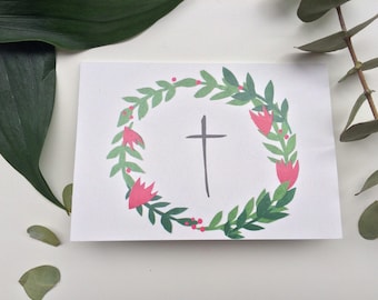 Floral Christening Card, Whimsical christening card, pretty baptism card