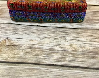 Vintage Seed Bead Trinket Jewelry Box