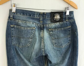 Vintage 90s Versace Denim Flare Leg Mens Jeans Size 28 Waist