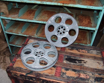 Vintage Movie Film Reel,15",no film,movie theater decor,wall room decor,recycled art,metal film reel,photo prop,home theater decor,goldberg