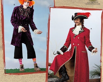 Simplicity Pattern 2333 Alice in Wonderland Mad Hatter Costume-Captain Hook Costume-Xsmall to Medium Out of Print-Last One