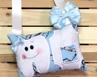 Personalized Tooth Fairy Pillow- Blue Truetimber- W0004