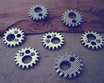 50pcs Antique silver gear pendant charm 12mm