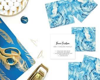 Aqua Marble Calling Cards | Business Cards | Blogger Cards | Set (50)