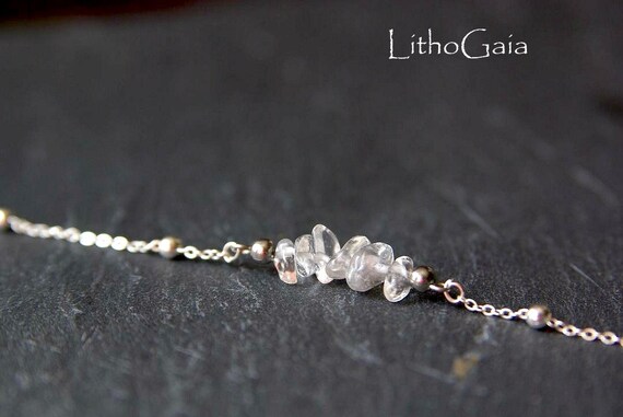 Quartz Crystal Bar Bracelet, 925 Sterling Silver, birthstone Bracelet, Crystal jewelry, Zodiac, Gift for Her, Mother's Day, Crystal beaded