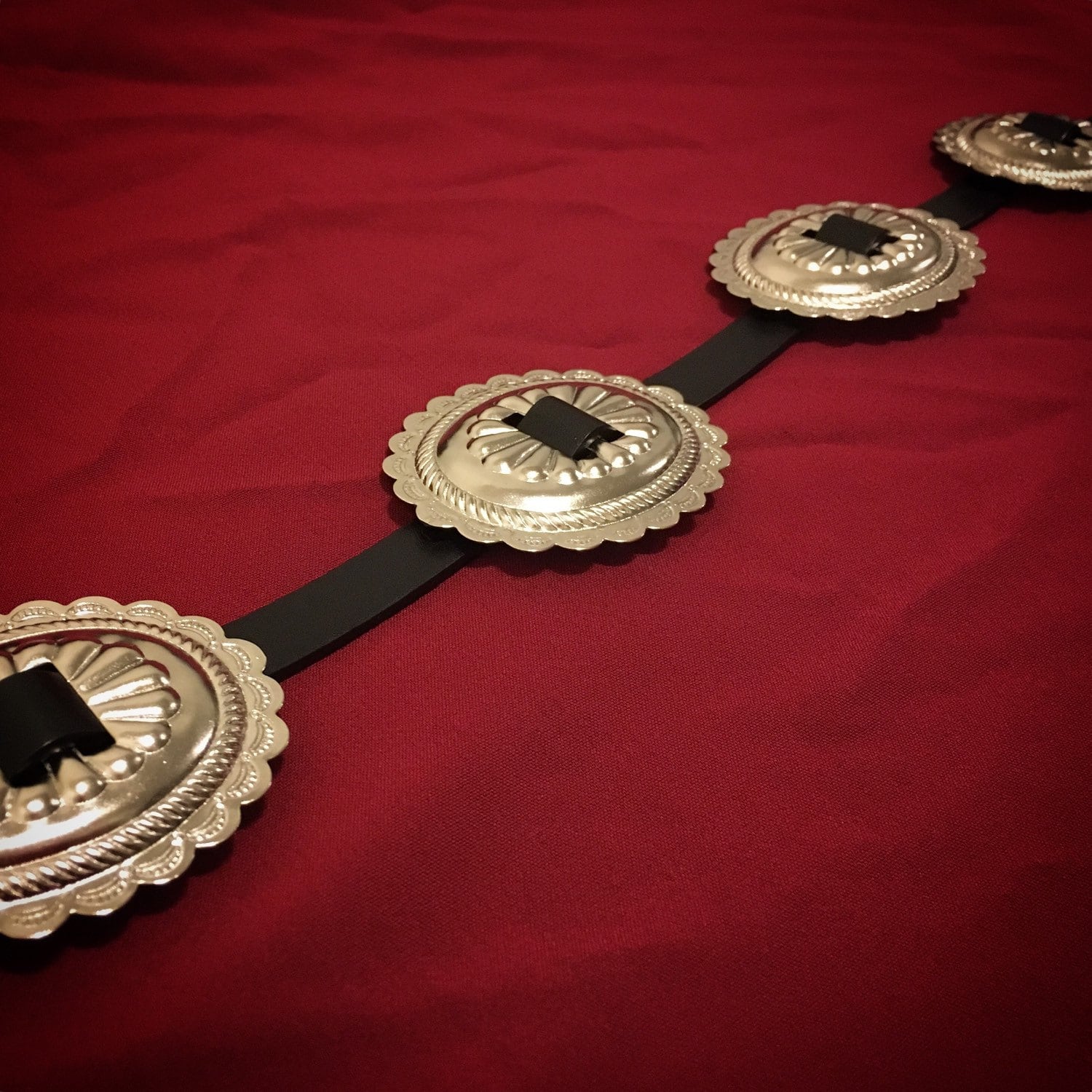 Women's Concho Belt Black Genuine Leather