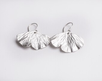 Silver Ginkgo Leaf Earrings