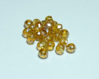 Amber 25 beads 4mm Crystal ab iridescent