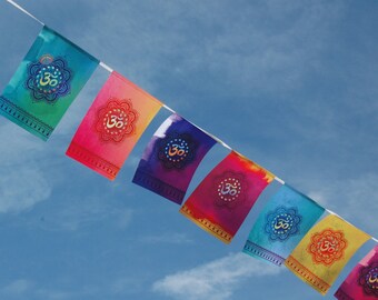 OM / OHM Mandala prayer flags AUM Mantra Banner Yoga Gift Zen Accessories Meditation room decor Yoga wall hanging Om symbol Sign Kundalini