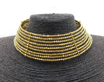 Handmade brass choker necklace. Brass necklace.