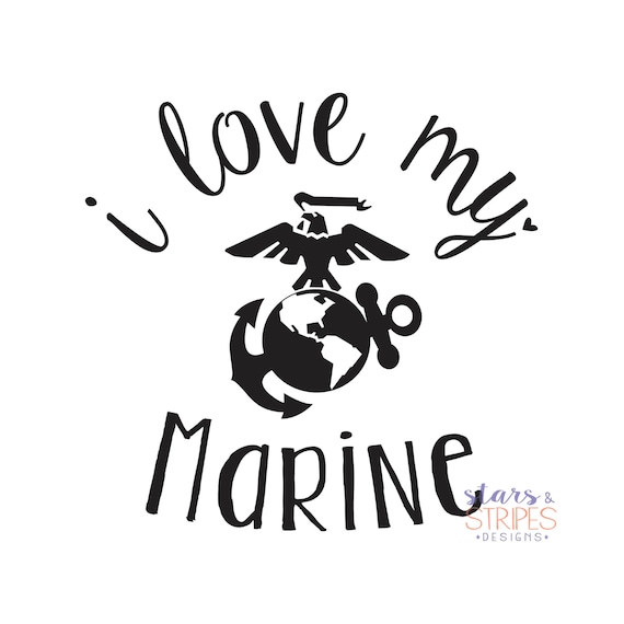 I Love My Marine Love Decal. USMC Hero America Patriotic.