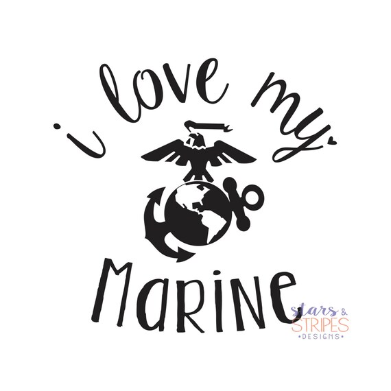 I Love My Marine Love Decal. USMC Hero America Patriotic.