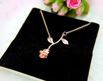 Rose Necklace, Rose Charm, Flower Rose Charm, Garden Gift, Valentine's Day Gift, Natural Inspirational Gift, Romantic Gift, Girlfriend Gift