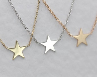 14k solid gold star necklace layering necklace star choker